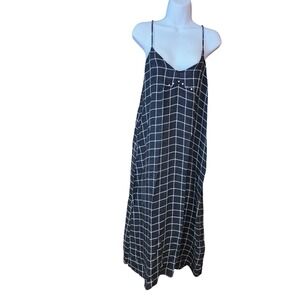 Zara Black and White Checked Midi Slip Dress